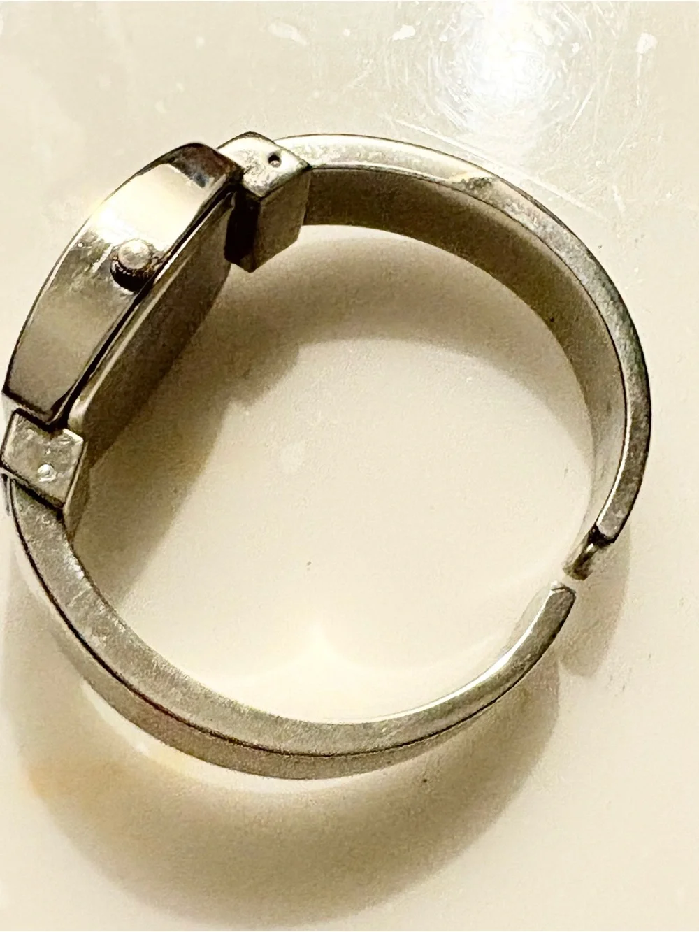 Vivani silvertone bangle style wristwatch rectangular bezel With Rhinestones